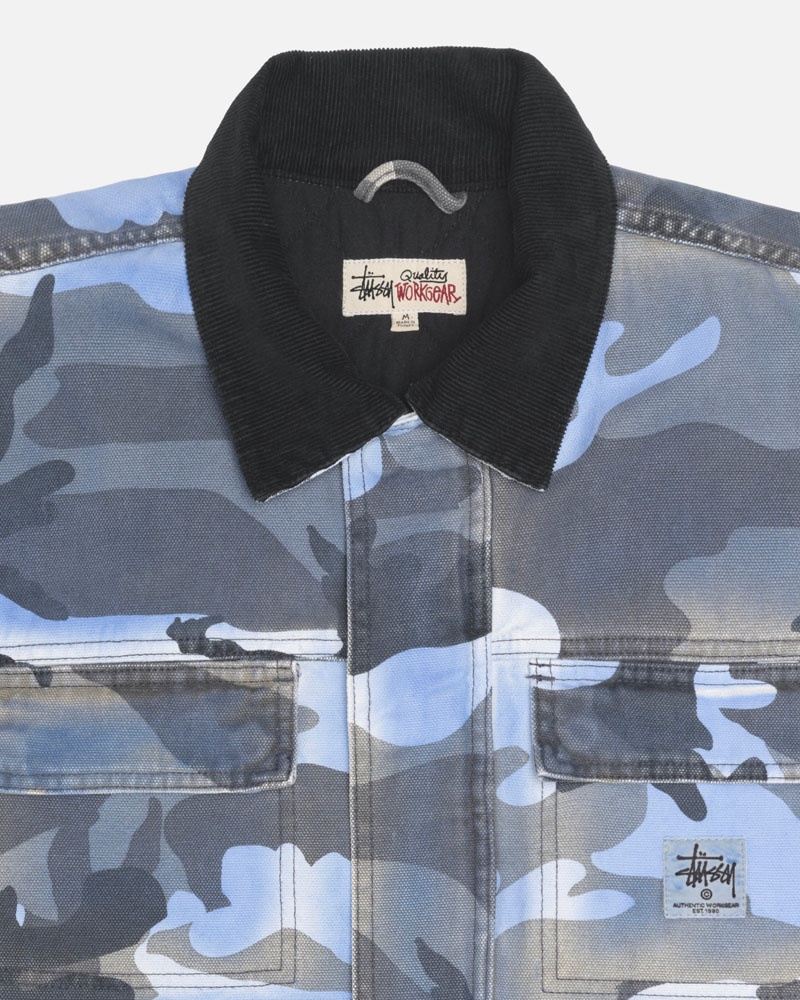 Camo Stüssy Shop Spray Dye Canvas Jacket | USA EGRZYD704