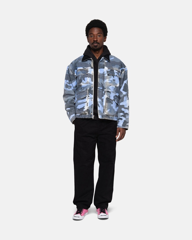 Camo Stüssy Shop Spray Dye Canvas Jacket | USA EGRZYD704