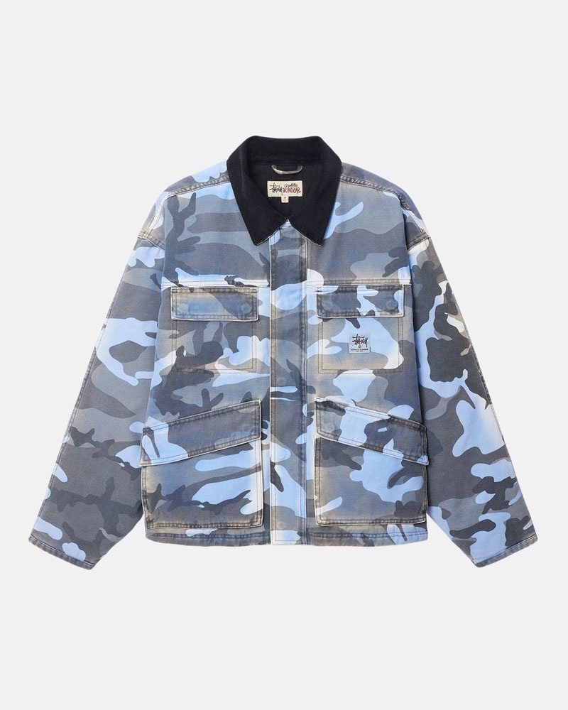 Camo Stüssy Shop Spray Dye Canvas Jacket | USA EGRZYD704