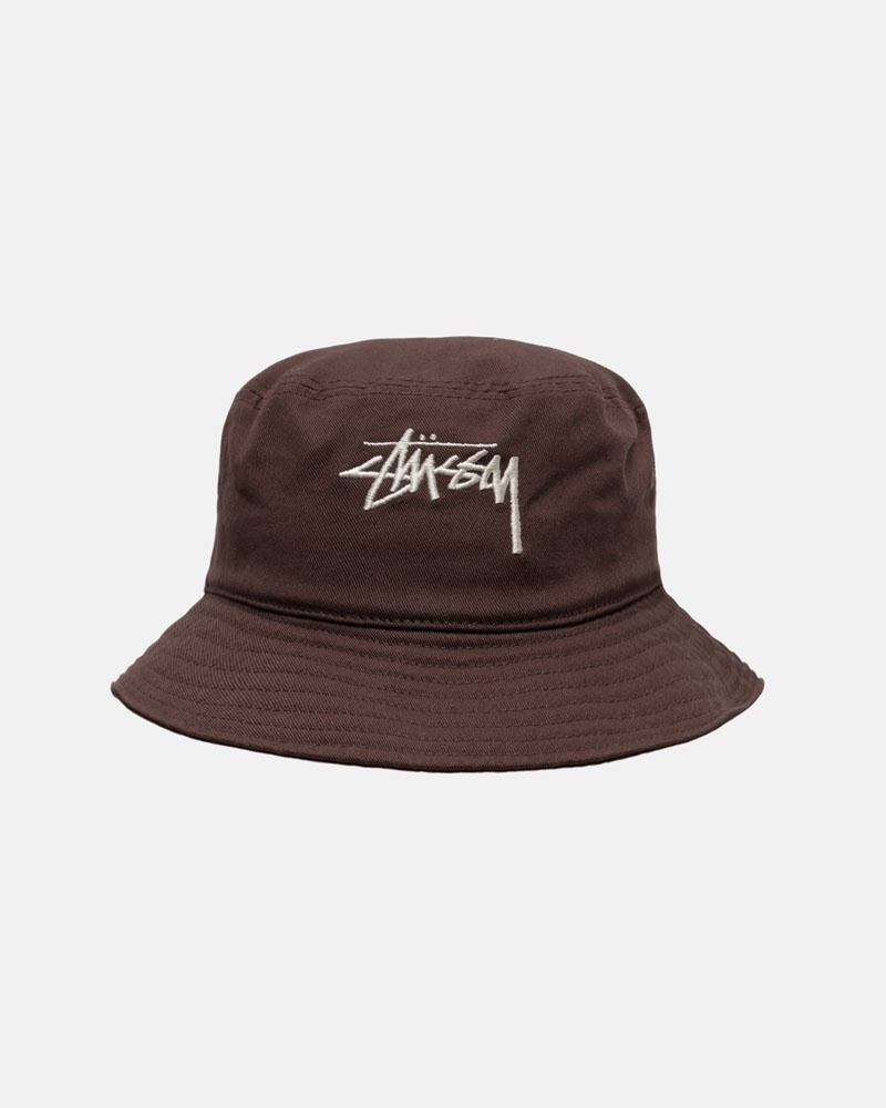 Chocolate Stüssy Bucket Big Stock Hats | USA CTWDXQ453