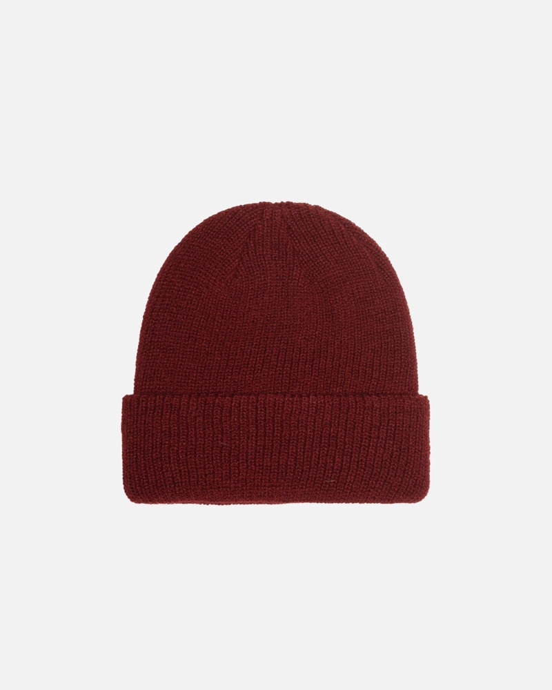 Dark Red Stüssy Cuff Basic Beanie | USA UZQIFG823