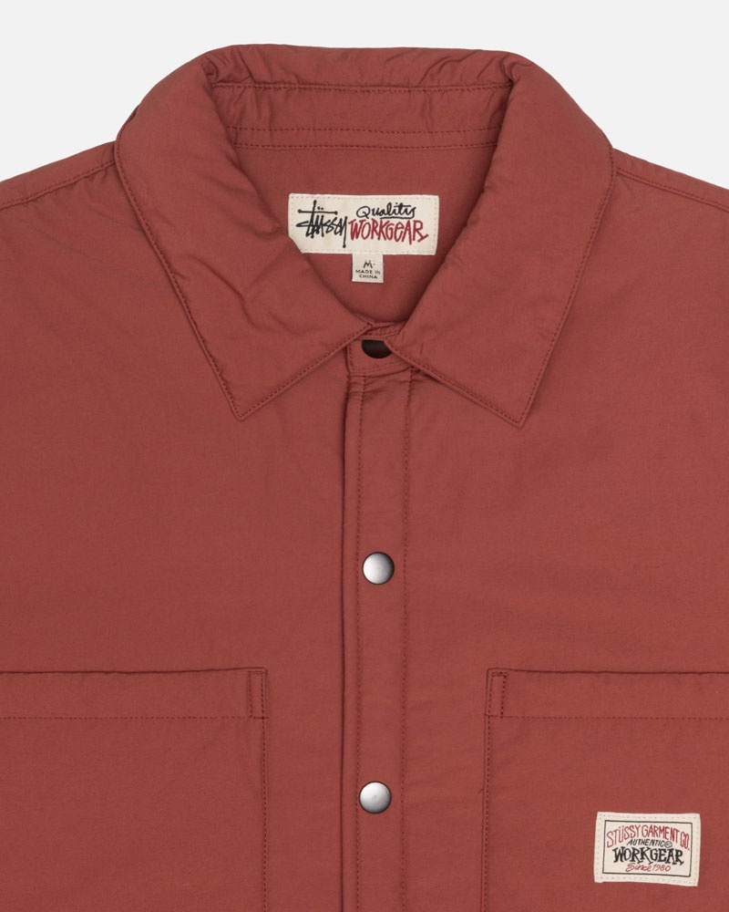 Dark Red Stüssy Padded Tech Over Shirts | USA JOFPCA503