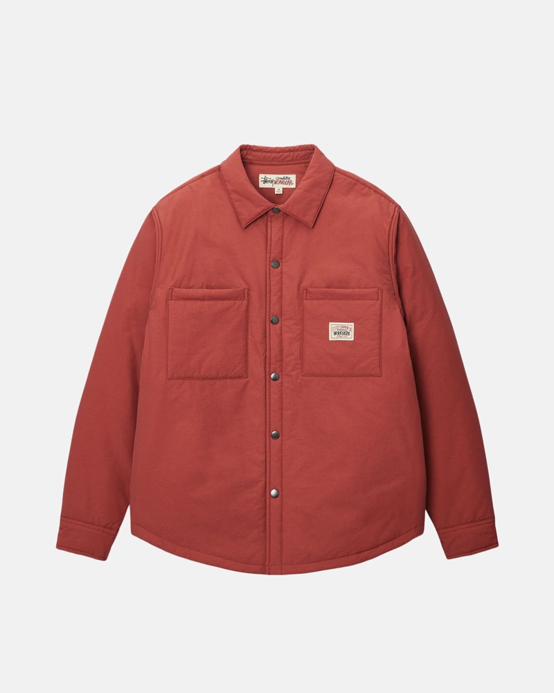 Dark Red Stüssy Padded Tech Over Shirts | USA JOFPCA503