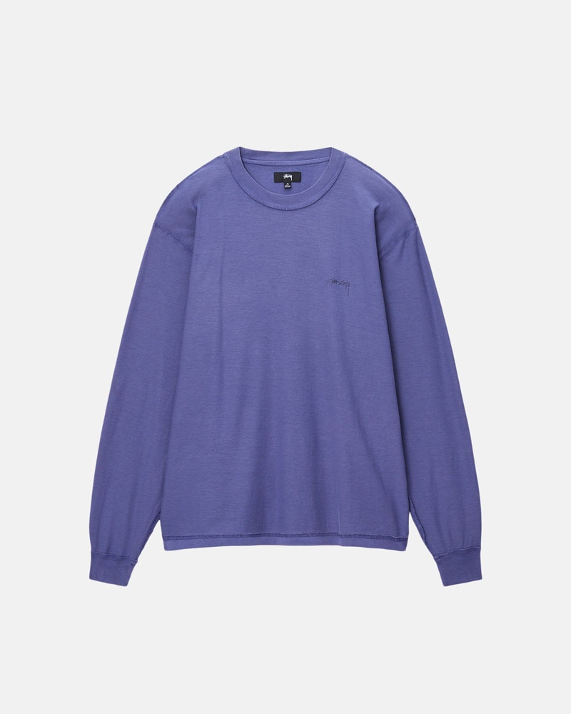 Deep Blue Stüssy Lazy LS T-Shirts | USA OGLYTM965