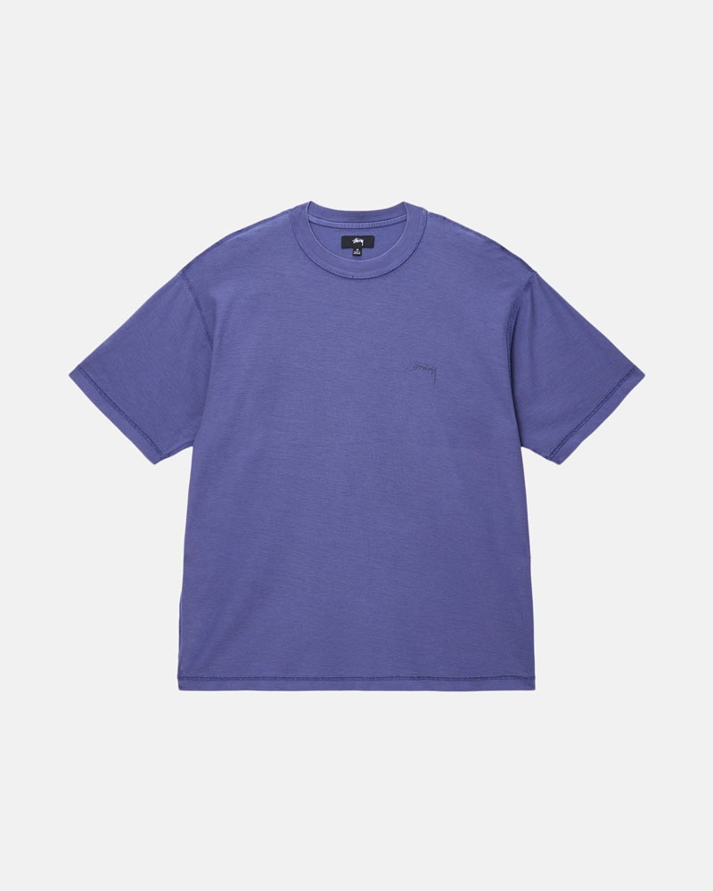 Deep Blue Stüssy Lazy T-Shirts | USA UIZPRF569