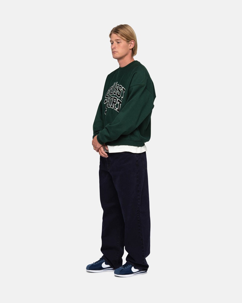 Deep Green Stüssy Sport Relaxed Oversized Crew Sweatshirt | USA CDIGUN287