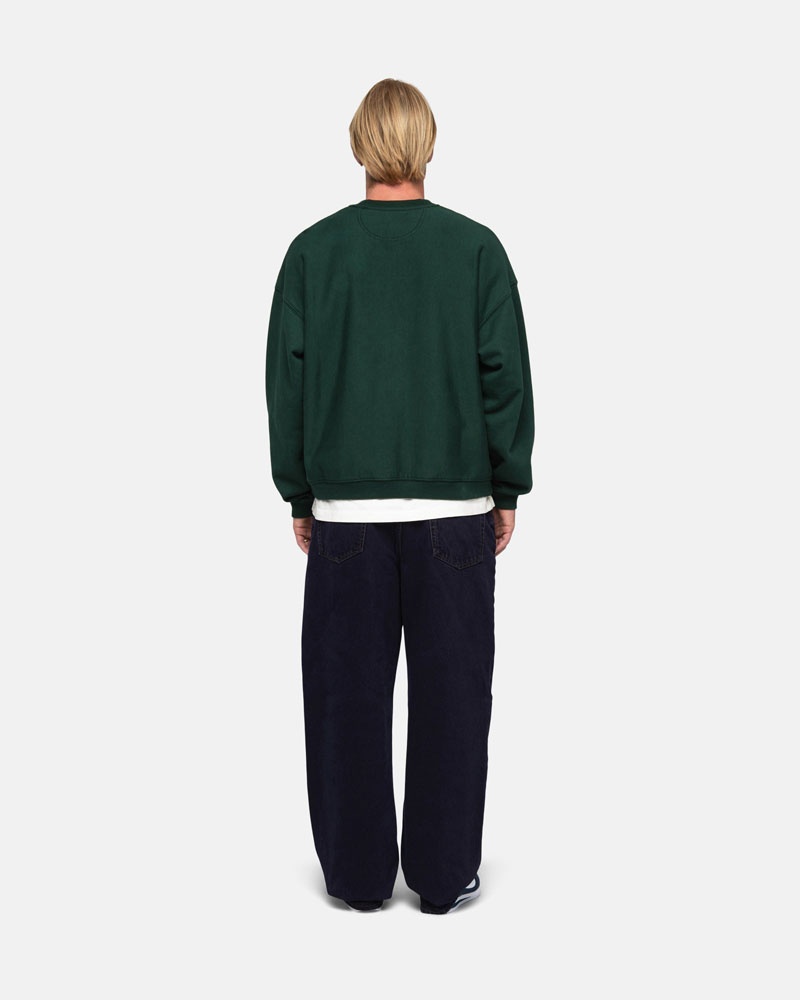 Deep Green Stüssy Sport Relaxed Oversized Crew Sweatshirt | USA CDIGUN287