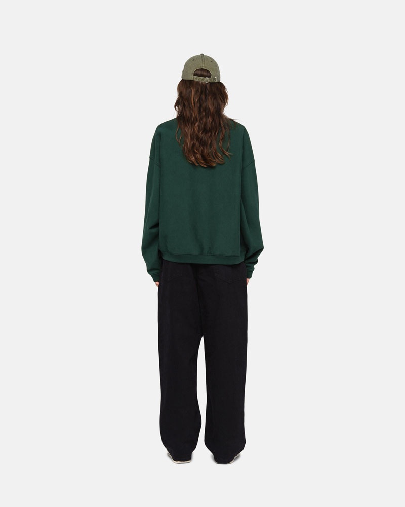 Deep Green Stüssy Sport Relaxed Oversized Crew Sweatshirt | USA CDIGUN287