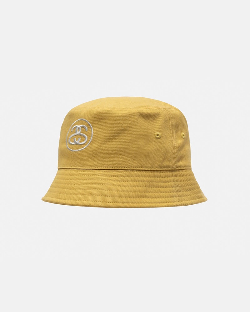 Gold Stüssy Deep Bucket SS Link Hats | USA LWJRSI597