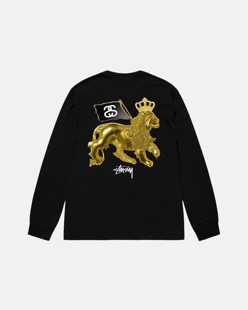 Gold Stüssy Gold Lion LS Tee Sweatshirt | USA OGVQXM943