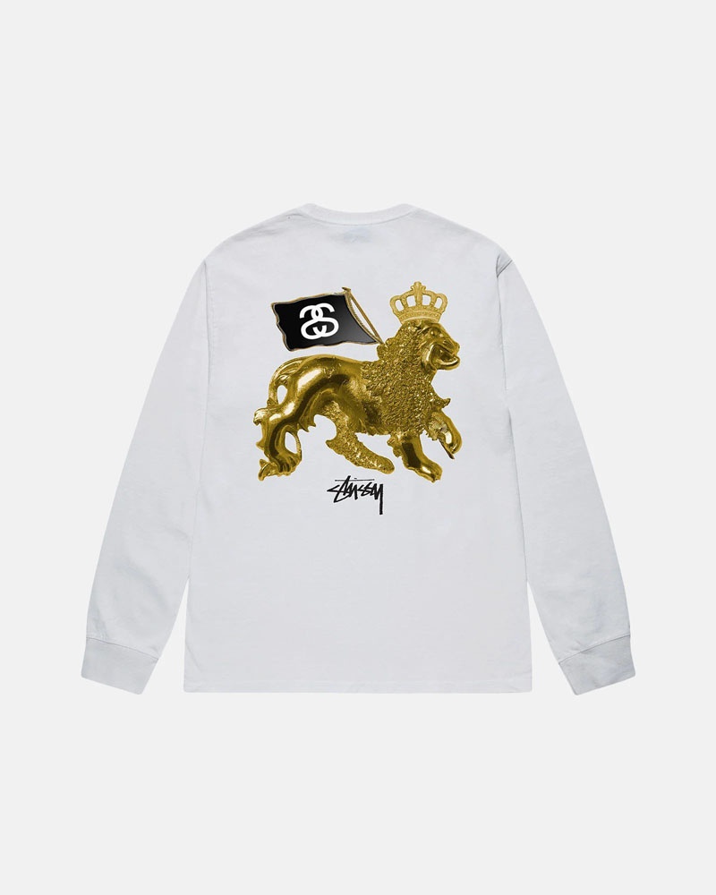 Gold Stüssy Gold Lion LS Tee Sweatshirt | USA OGVQXM943