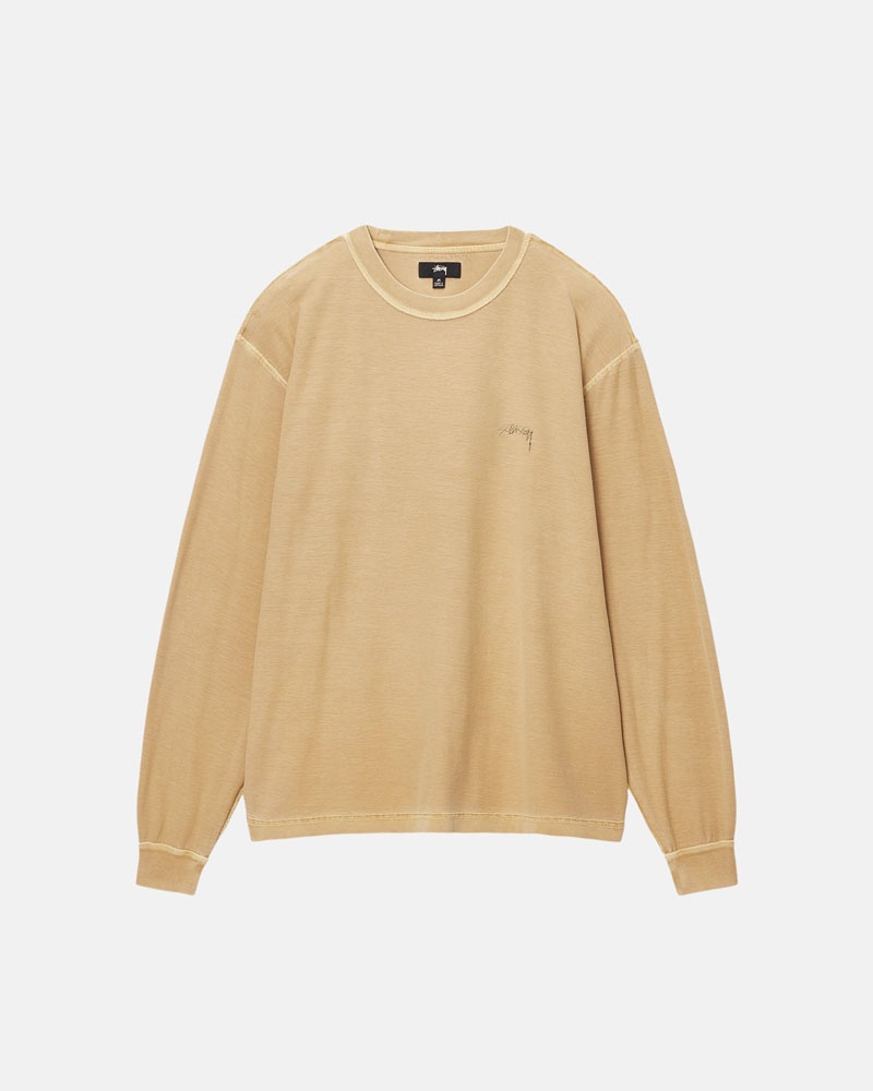 Gold Stüssy Lazy LS T-Shirts | USA VKFNYA273