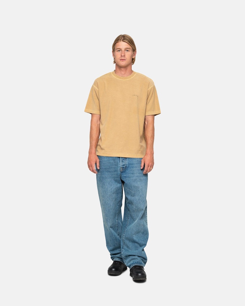 Gold Stüssy Lazy T-Shirts | USA MJOEKP183