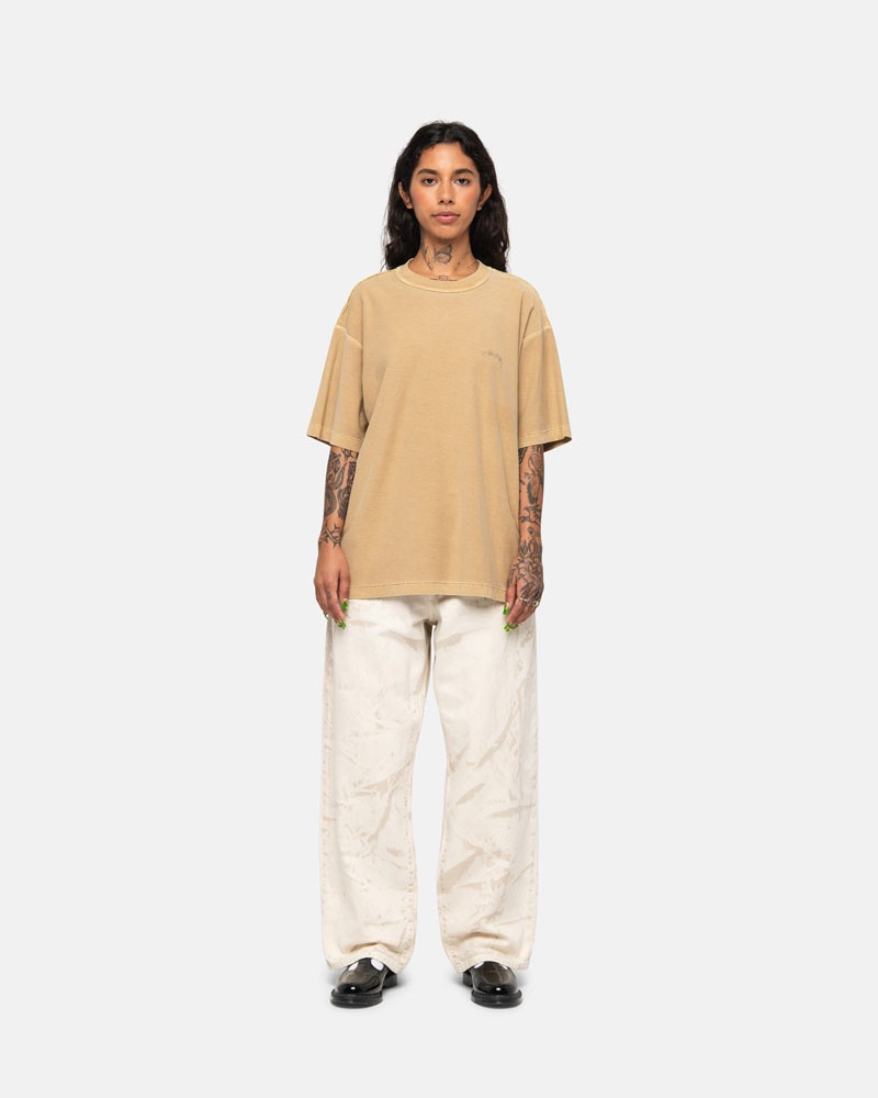 Gold Stüssy Lazy T-Shirts | USA MJOEKP183