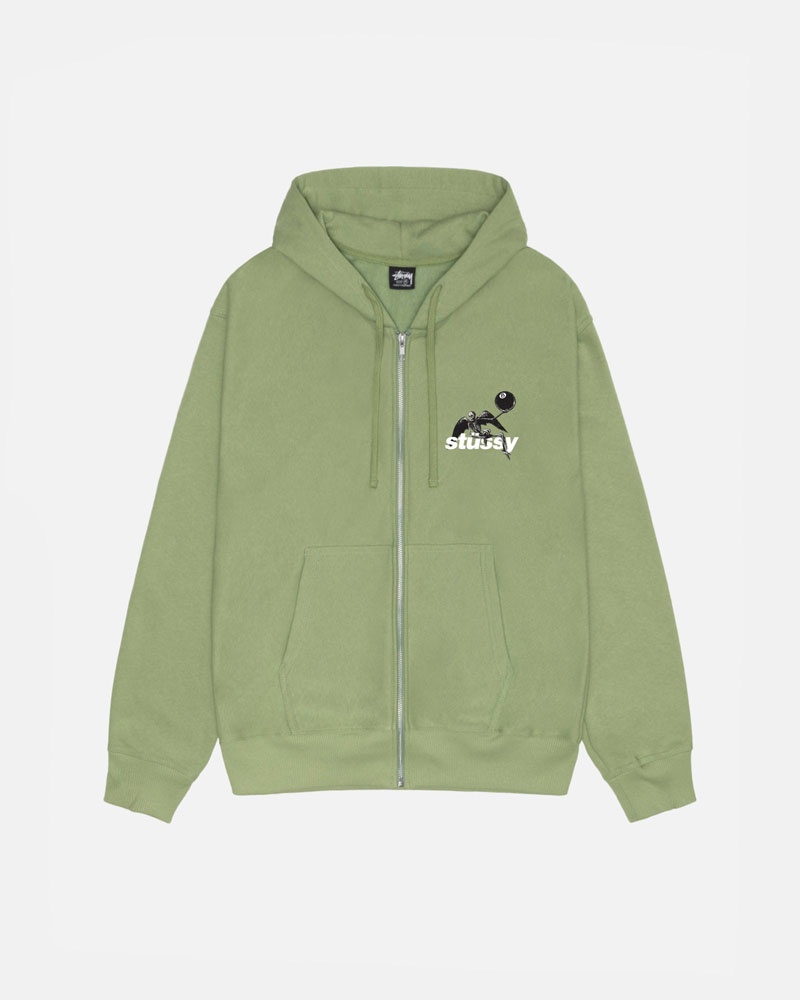 Green Stüssy Apocalypse Zip Hoodie | USA SILZDV615