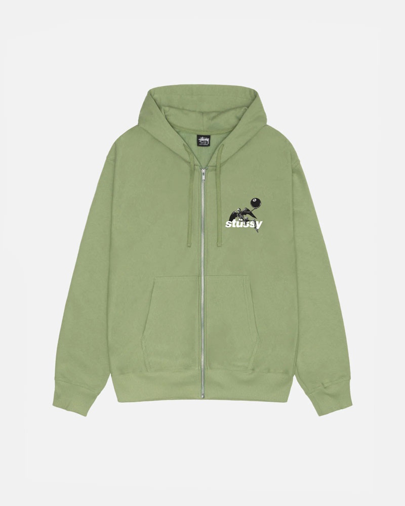 Green Stüssy Apocalypse Zip Moss Hoodie | USA PIFMHN678