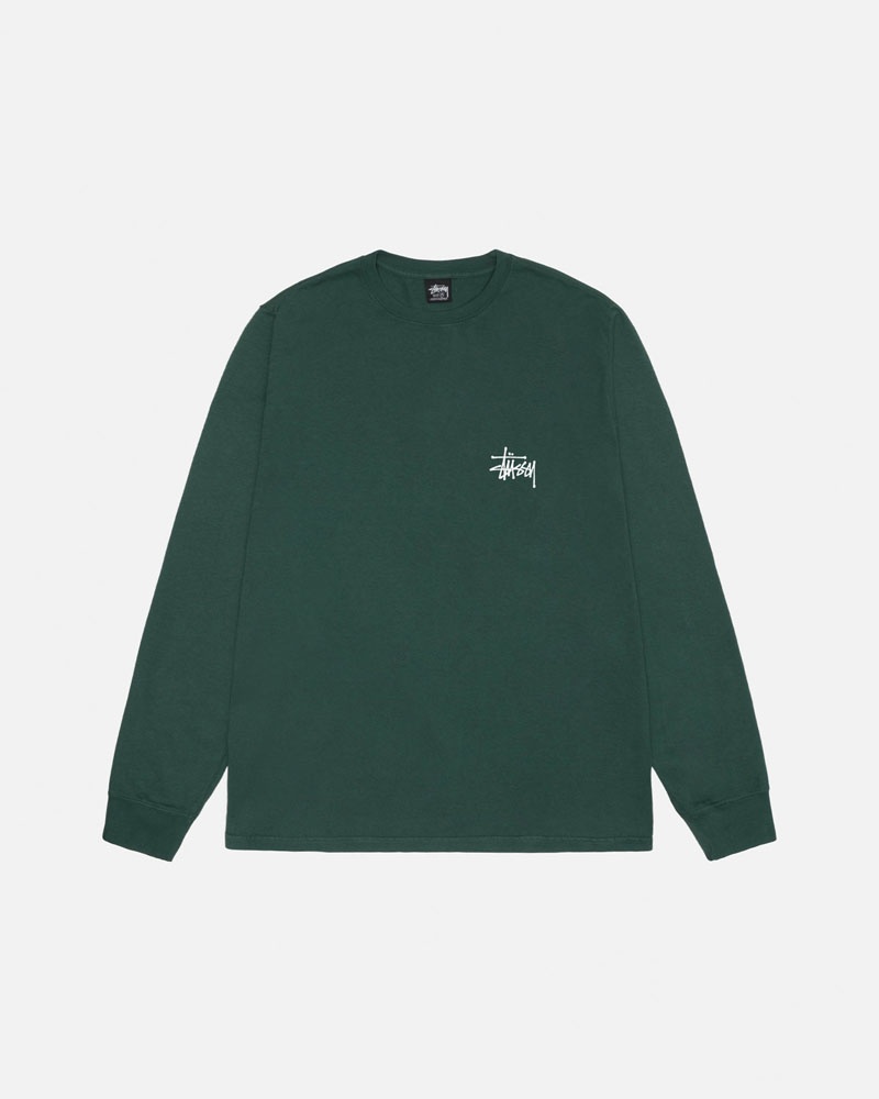 Green Stüssy Basic LS Pigment Dyed T-Shirts | USA PGWMLR456