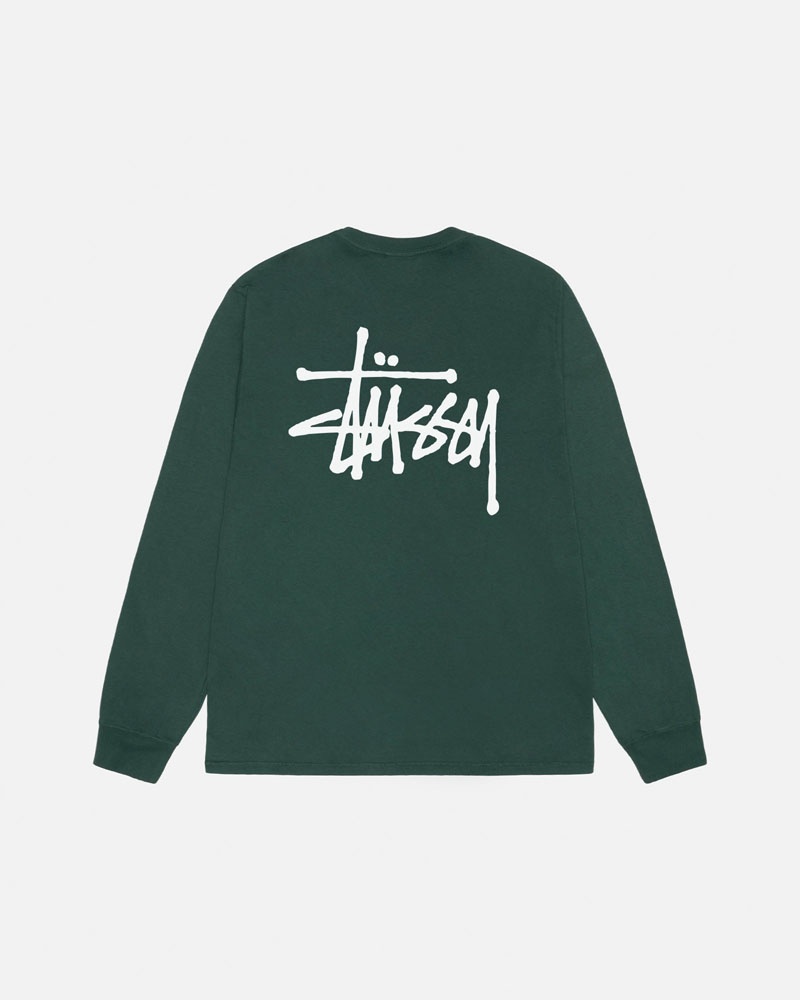 Green Stüssy Basic LS Pigment Dyed T-Shirts | USA PGWMLR456