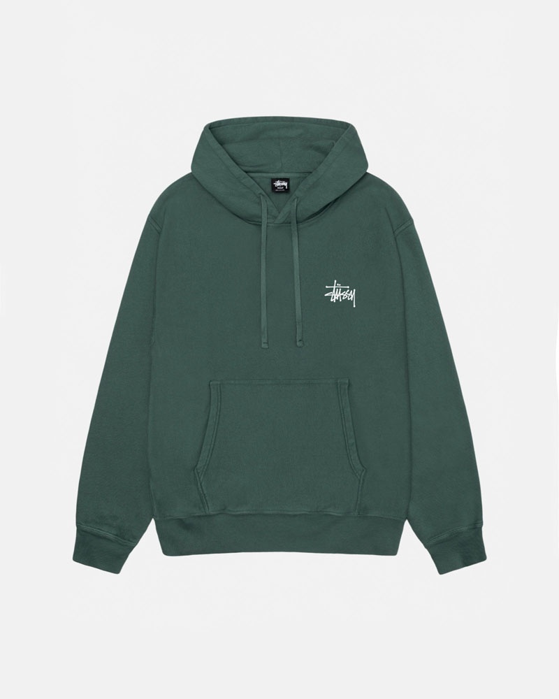 Green Stüssy Basic Pigment Dyed Hoodie | USA HGUXQN397