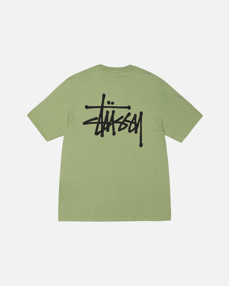 Green Stüssy Basic T-Shirts | USA TCRJOV793