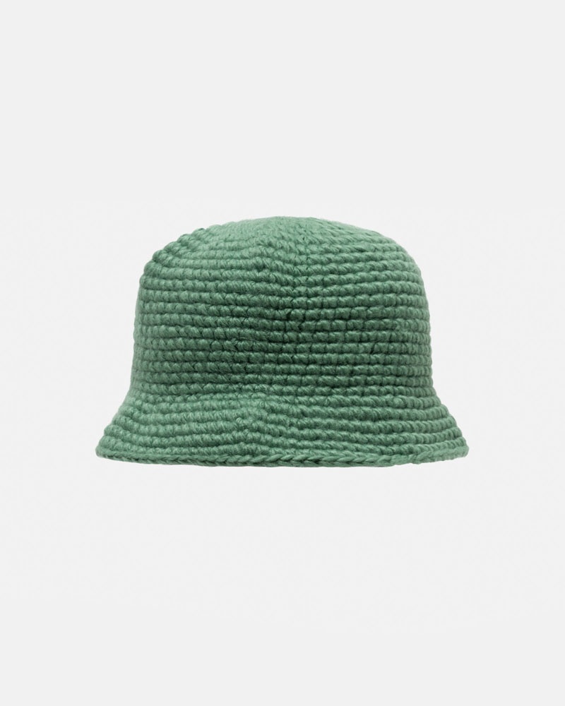 Green Stüssy Bucket SS Link Knit Hats | USA IXVZFO085