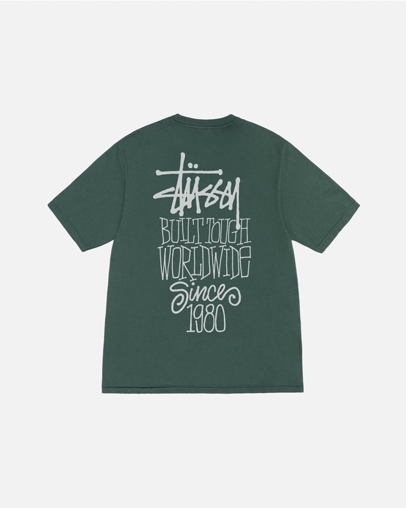 Green Stüssy Built Tough Pigment Dyed T-Shirts | USA YZGLCE872