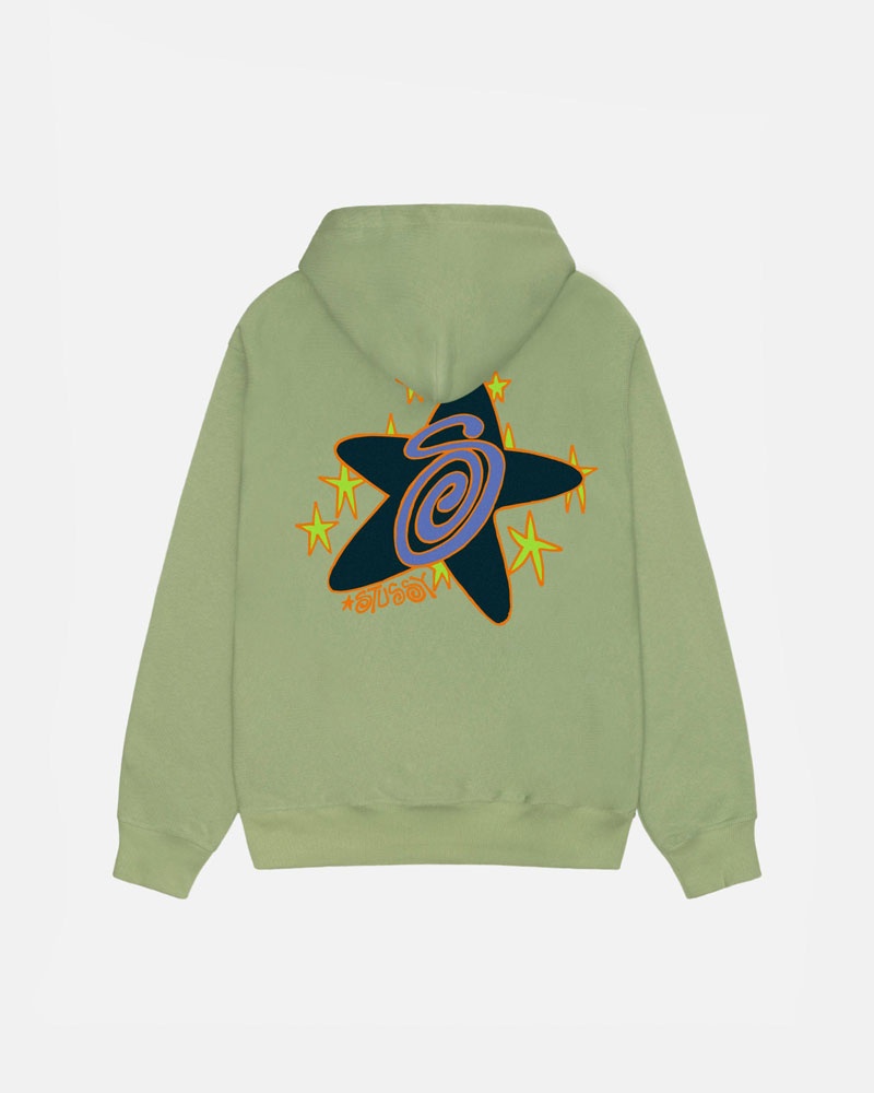 Green Stüssy Galaxy Hoodie | USA TWFAEB124