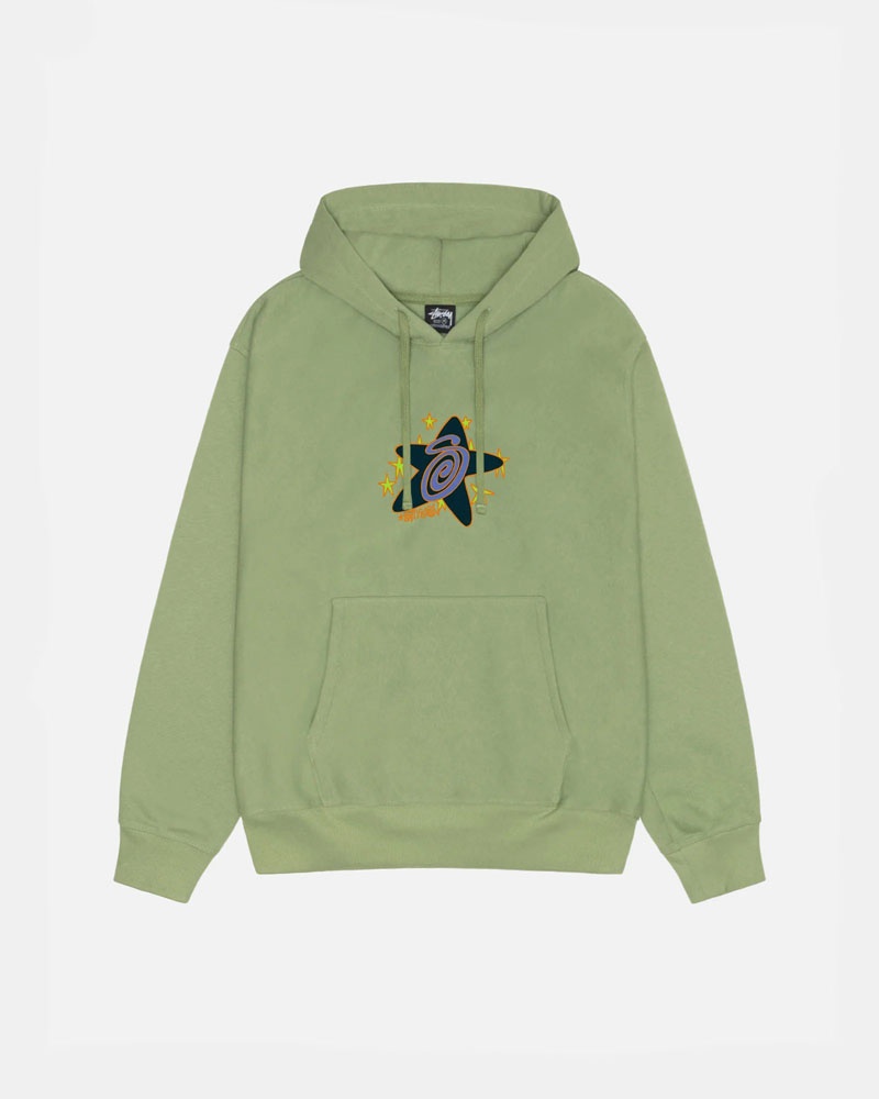 Green Stüssy Galaxy Moss Hoodie | USA EHZGAL374