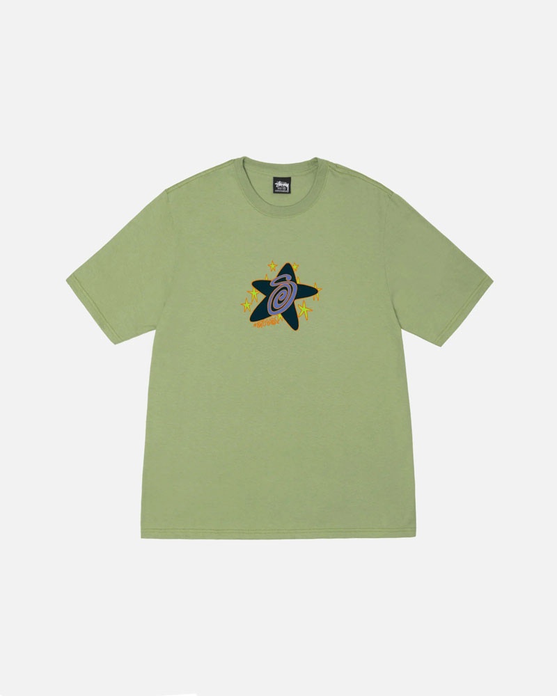 Green Stüssy Galaxy Moss T-Shirts | USA KFMEXB427