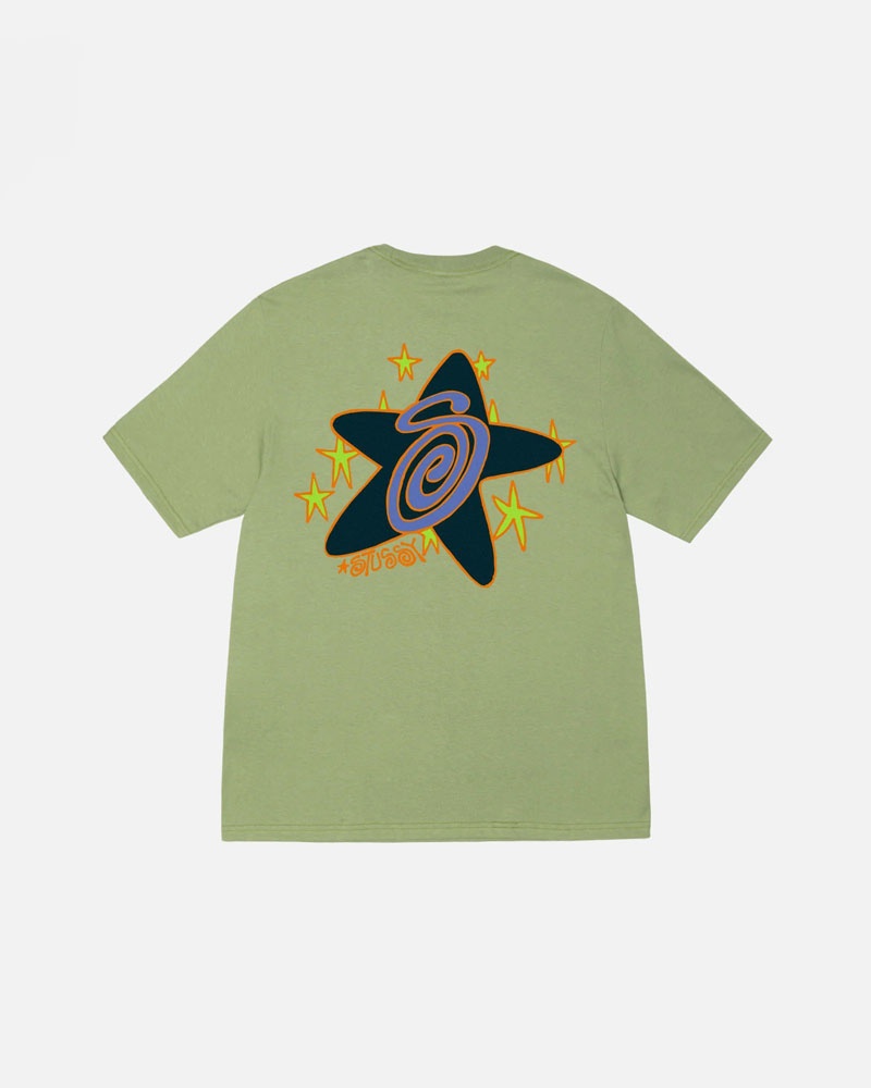 Green Stüssy Galaxy Moss T-Shirts | USA KFMEXB427