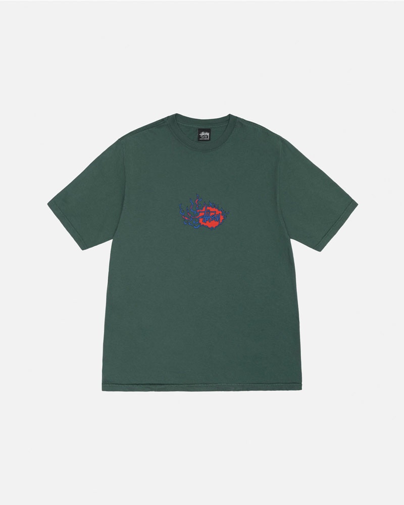 Green Stüssy Mosaic Dragon Pigment Dyed T-Shirts | USA ZXCBYM931