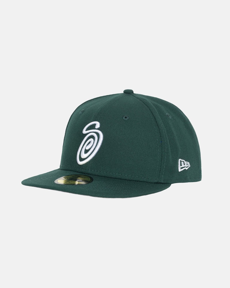 Green Stüssy New Era 59Fifty Curly S Caps | USA WCYHZL812