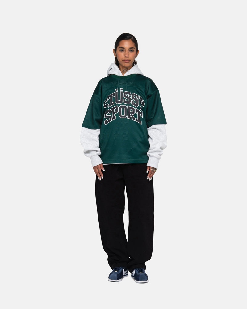 Green Stüssy Sport Mesh Football Jersey T-Shirts | USA QOSHBZ105