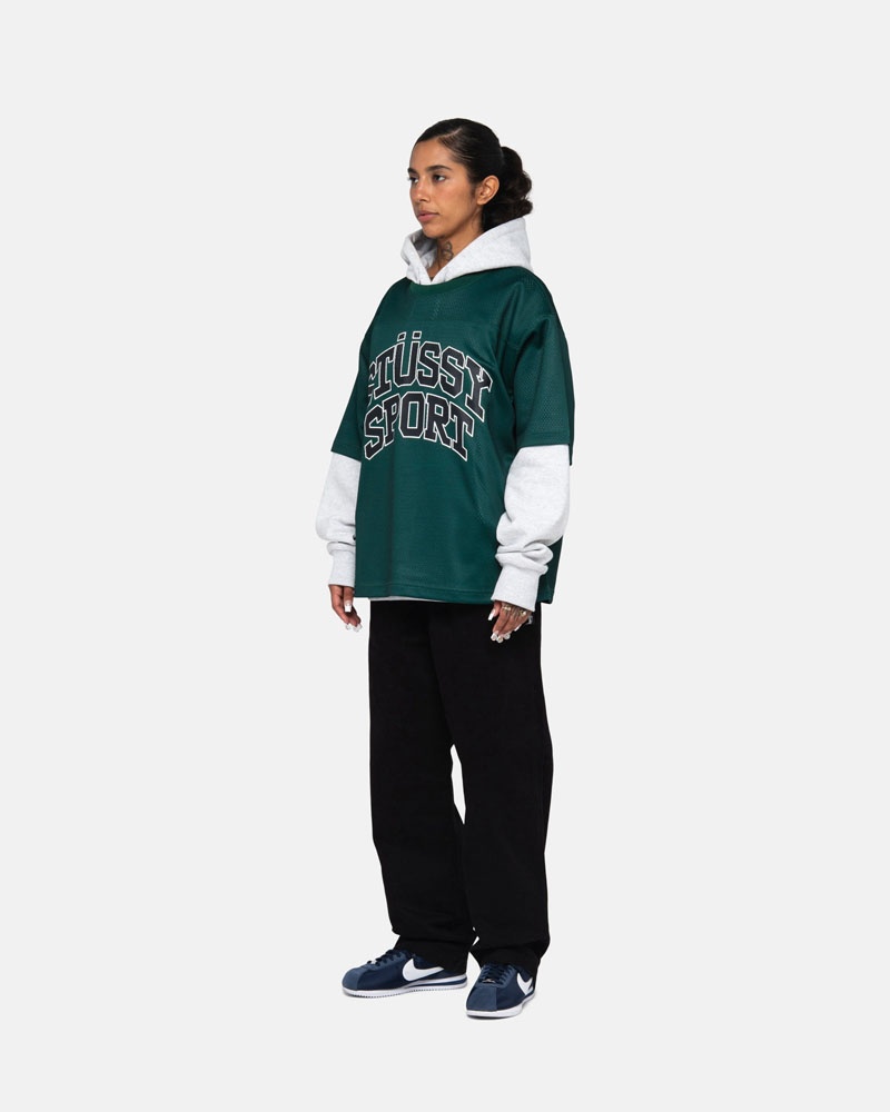 Green Stüssy Sport Mesh Football Jersey T-Shirts | USA QOSHBZ105