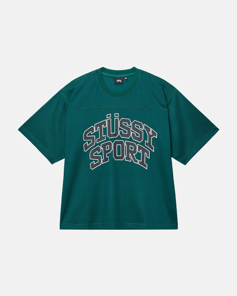 Green Stüssy Sport Mesh Football Jersey T-Shirts | USA QOSHBZ105