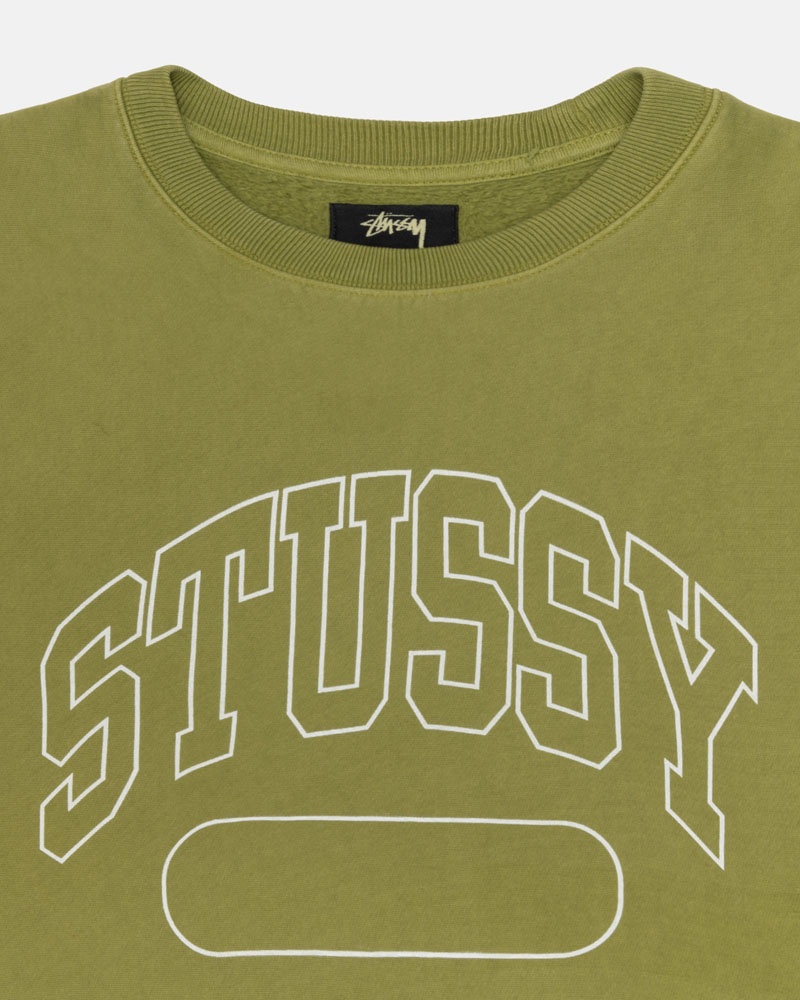 Green Stüssy Varsity Oversized Crew Sweatshirt | USA HDJLRA713