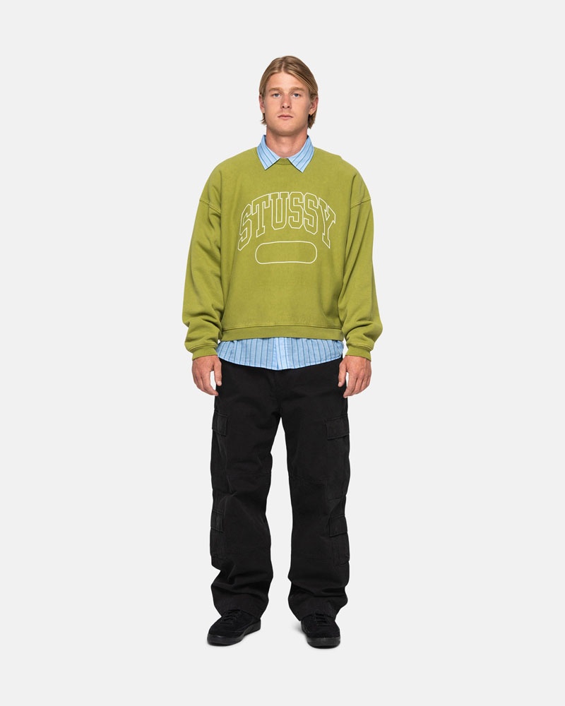 Green Stüssy Varsity Oversized Crew Sweatshirt | USA HDJLRA713