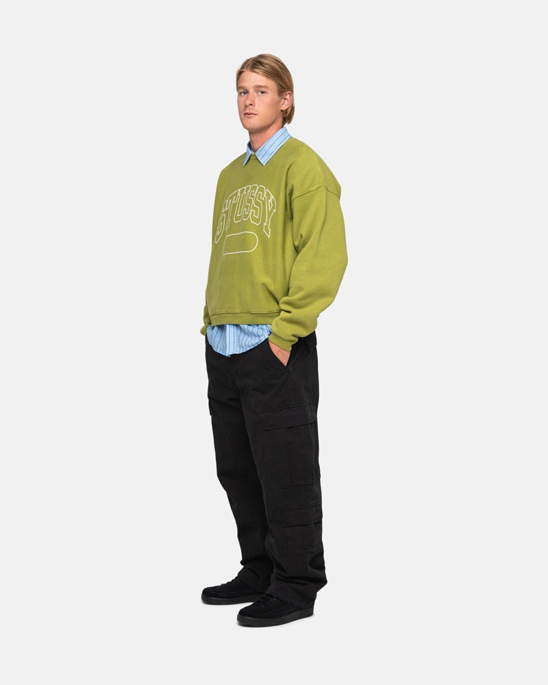 Green Stüssy Varsity Oversized Crew Sweatshirt | USA HDJLRA713