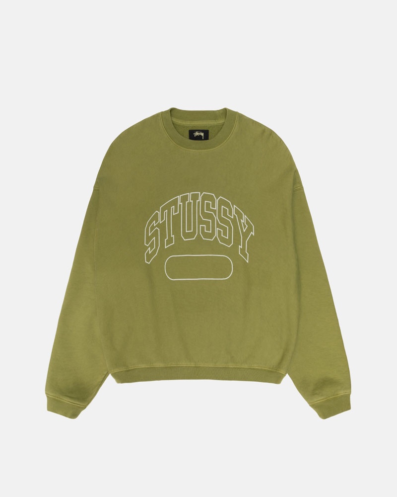 Green Stüssy Varsity Oversized Crew Sweatshirt | USA HDJLRA713