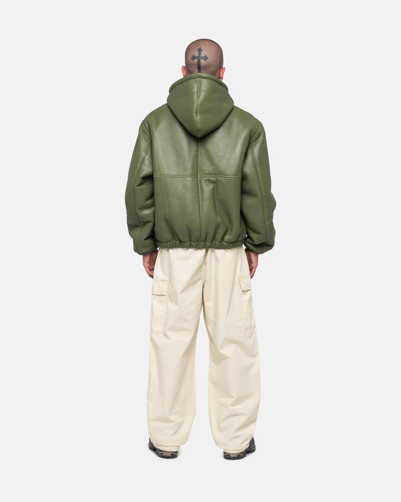 Green Stüssy Work Shearling Jacket | USA CSVJYU532