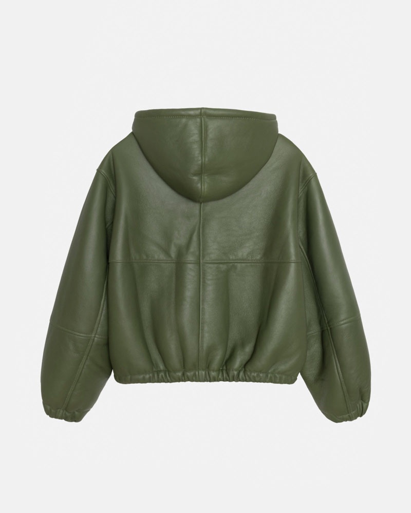 Green Stüssy Work Shearling Jacket | USA CSVJYU532