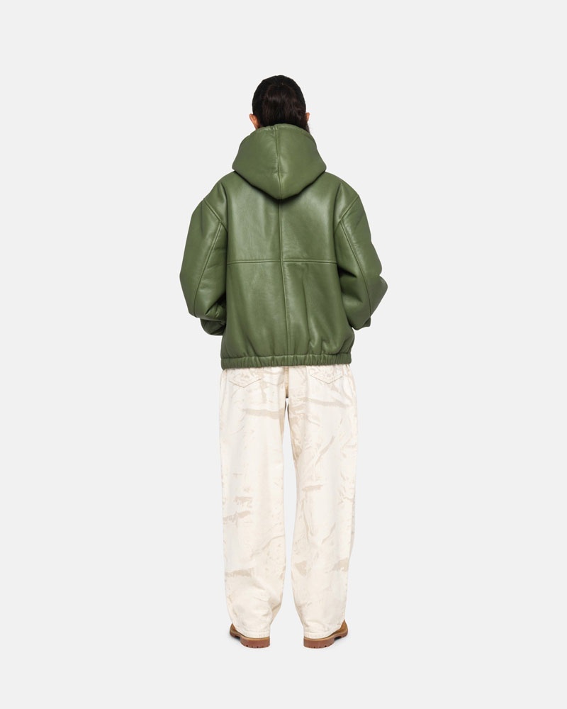 Green Stüssy Work Shearling Jacket | USA CSVJYU532