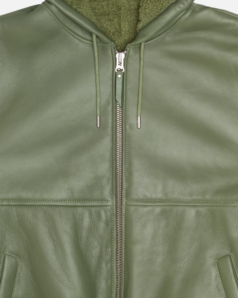 Green Stüssy Work Shearling Jacket | USA CSVJYU532