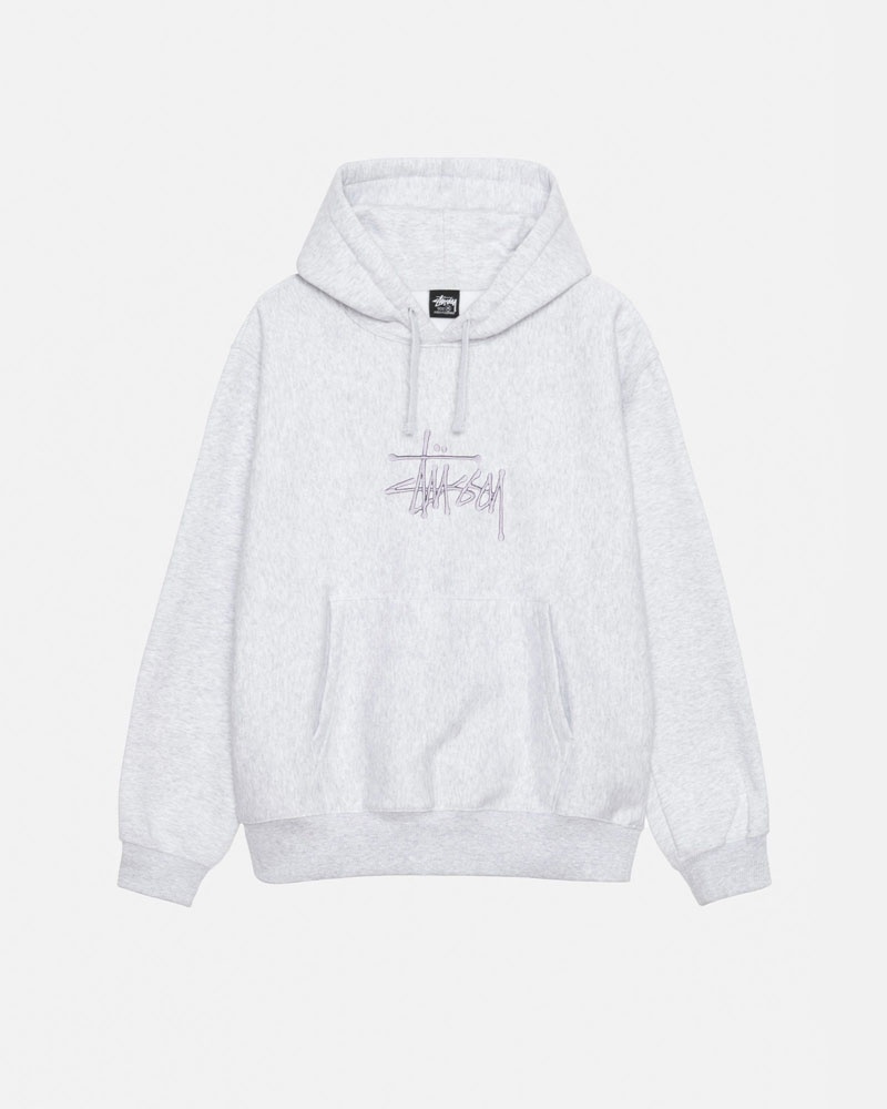 Grey Stüssy Basic Applique Hoodie | USA NRUCOX143