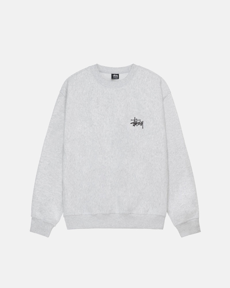 Grey Stüssy Basic Crew Sweatshirt | USA IBNZGF850