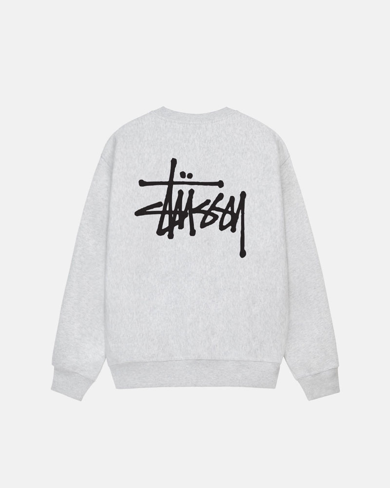 Grey Stüssy Basic Crew Sweatshirt | USA IBNZGF850