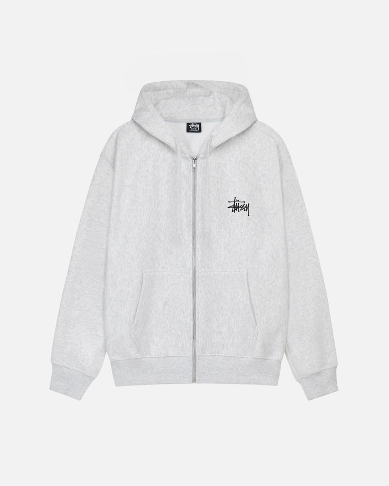 Grey Stüssy Basic Zip Hoodie | USA HAFGNI734