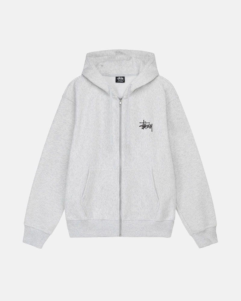 Grey Stüssy Basic Zip Hoodie | USA XEOTCN803