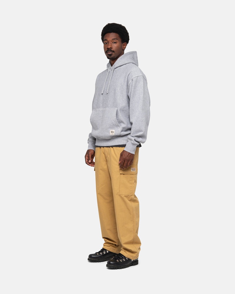 Grey Stüssy Contrast Stitch Label Hoodie | USA TDXHEK019