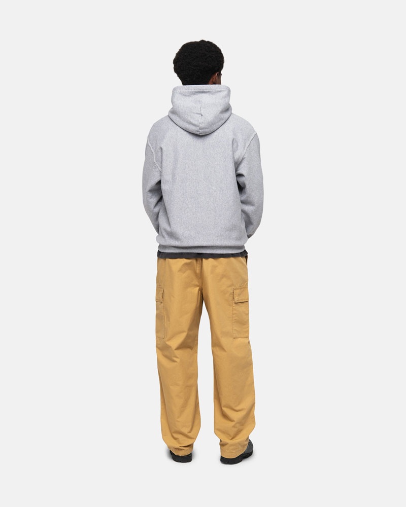 Grey Stüssy Contrast Stitch Label Hoodie | USA TDXHEK019